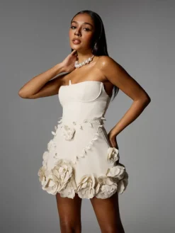 Dresses | Mini Dresses*Mew Mews Fashion Alayka Strapless Flower Mini Dress