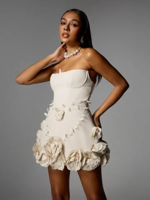 Dresses | Mini Dresses*Mew Mews Fashion Alayka Strapless Flower Mini Dress