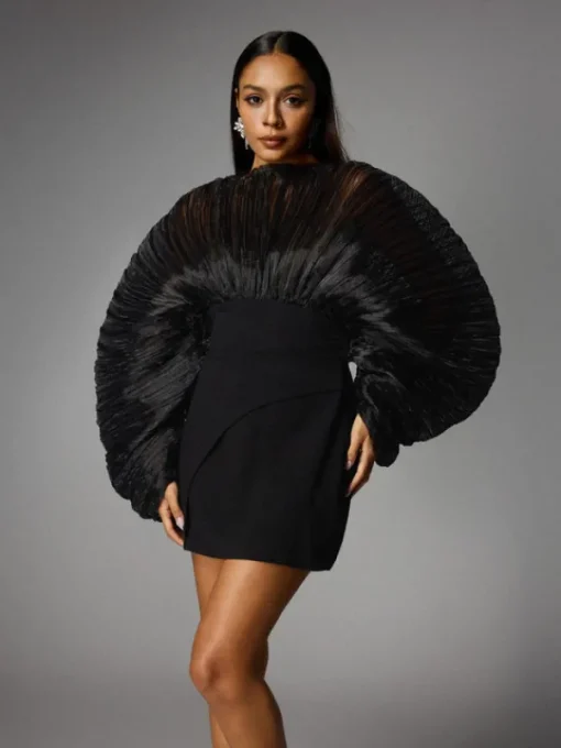 Dresses | Mini Dresses*Mew Mews Fashion Alberta Balloon Sleeve Mesh Mini Dress