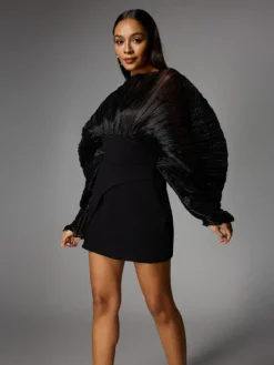 Dresses | Mini Dresses*Mew Mews Fashion Alberta Balloon Sleeve Mesh Mini Dress
