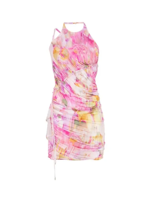 Dresses | Mini Dresses*Mew Mews Aldiva Halterneck Printed Ruched Mini Dress
