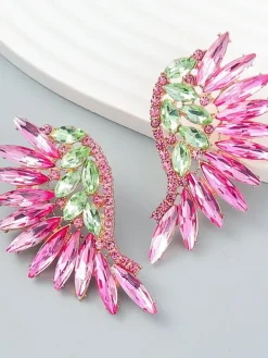 Earrings*Mew Mews Fashion Alegria Pink Rainbow Rhinestone Earrings