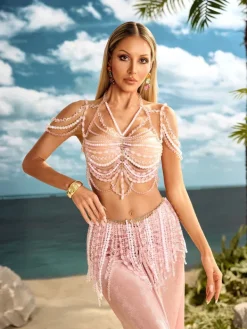 Sets & Co-ords*Mew Mews Aleli Fringe Gemstone Beaded Skirt Set