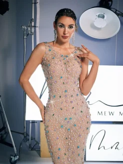 Embellishment | Dresses*Embellishment Alfredo Scoop Neck Rhinestone Maxi Dress