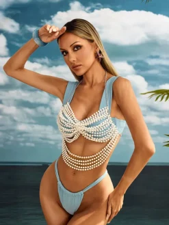 Tops*Mew Mews Alger Pearl Beaded Fringe Bralette