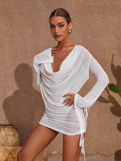 Sets & Co-ords*Mew Mews Fashion Alice Draped Mesh Skirt Set In White