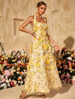 Dresses | Maxi Dresses*Mew Mews Alirio Halterneck Embroidered Flower Maxi Dress