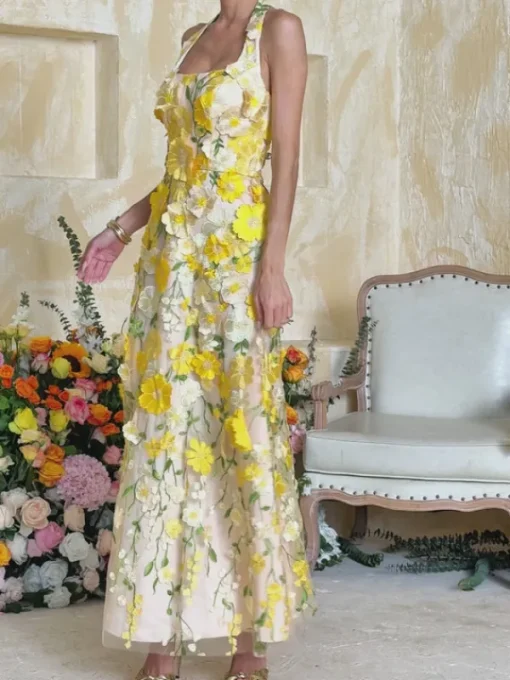 Dresses | Maxi Dresses*Mew Mews Alirio Halterneck Embroidered Flower Maxi Dress