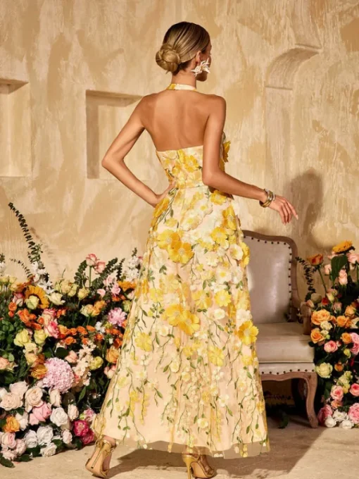 Dresses | Maxi Dresses*Mew Mews Alirio Halterneck Embroidered Flower Maxi Dress