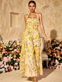 Dresses | Maxi Dresses*Mew Mews Alirio Halterneck Embroidered Flower Maxi Dress