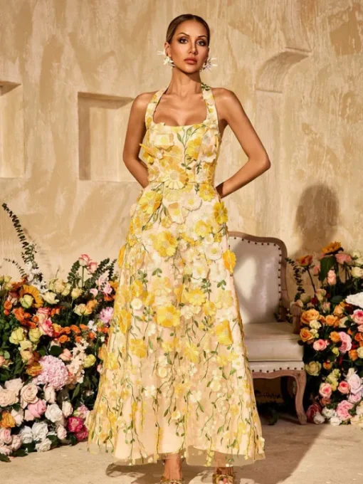 Dresses | Maxi Dresses*Mew Mews Alirio Halterneck Embroidered Flower Maxi Dress