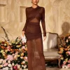 Dresses | Maxi Dresses*Mew Mews Alkas Long Sleeve Ruched Mesh Maxi Dress