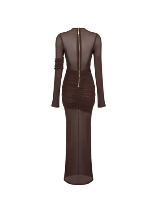 Dresses | Maxi Dresses*Mew Mews Alkas Long Sleeve Ruched Mesh Maxi Dress