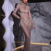 Embellishment | Dresses*Embellishment Alonzo Rhinestone Fringe Mesh Maxi Dress