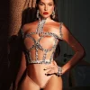Sets & Co-ords*Jiu Bajia O/S Ambra Rhinestone Corset Bodysuit Set In Nude