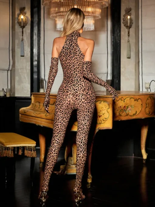 Jumpsuits & Romper*Mew Mews Fashion Ameti Halterneck Leopard Pants Set In Yellow