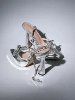 Shoes*Mew Mews Fashion Anouk Bow Crystal Heels In Silver