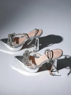 Shoes*Mew Mews Fashion Anouk Bow Crystal Heels In Silver