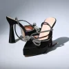 Shoes*Mew Mews Fashion Anouk Bow Crystal Satin Heels In Black