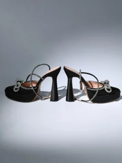 Shoes*Mew Mews Fashion Anouk Bow Crystal Satin Heels In Black