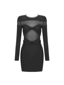 Dresses | Mini Dresses*Mew Mews Fashion Arley Long Sleeve Crystal Mini Dress