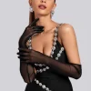 Gloves*Mew Mews Fashion O/S Armani Mesh Gloves In Black