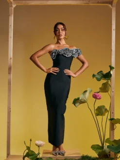 Dresses | Maxi Dresses*Bandage Arnau One Shoulder Flower Maxi Dress In Silver
