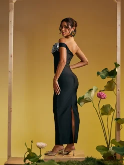 Dresses | Maxi Dresses*Bandage Arnau One Shoulder Flower Maxi Dress In Silver