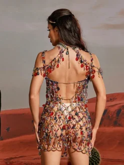 Beaded Wear | Dresses*Mew Mews Fashion O/S Arthur Rhinestone Beaded Mini Dress