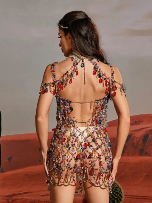 Beaded Wear | Dresses*Mew Mews Fashion O/S Arthur Rhinestone Beaded Mini Dress