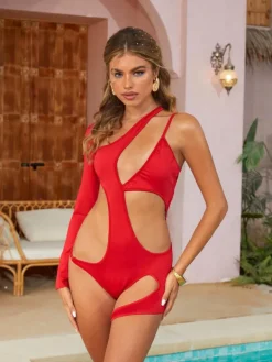 One Piece | Swimwear*Mew Mews Fashion Aruba Cutout One Piece Swimsuit In Red