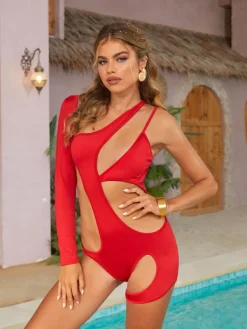 One Piece | Swimwear*Mew Mews Fashion Aruba Cutout One Piece Swimsuit In Red