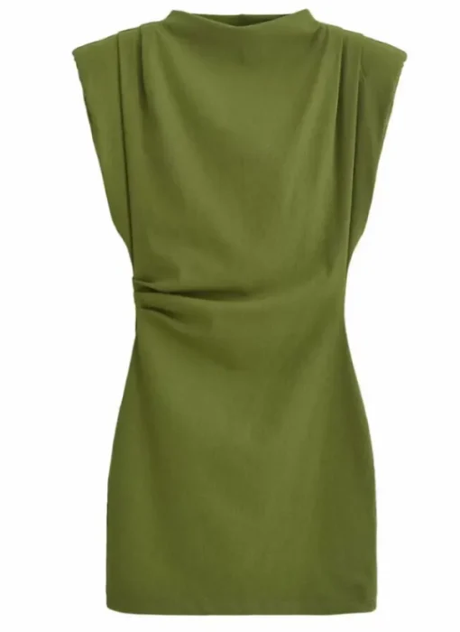 Dresses | Mini Dresses*Mew Mews Fashion Aryvyn Sleeveless Ruched Mini Dress In Olive Green