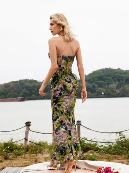 Dresses*Mew Mews Fashion Asa Strapless Floral Sequin Maxi Dress