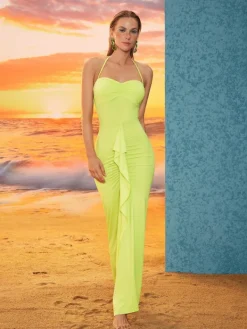 Dresses | Maxi Dresses*Mew Mews Fashion Asger Halterneck Ruched Maxi Dress
