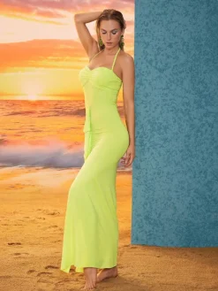 Dresses | Maxi Dresses*Mew Mews Fashion Asger Halterneck Ruched Maxi Dress