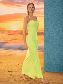 Dresses | Maxi Dresses*Mew Mews Fashion Asger Halterneck Ruched Maxi Dress