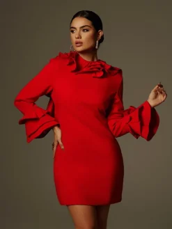 Dresses | Mini Dresses*Mew Mews Fashion Asiah Flounce Sleeve Bow Mini Dress