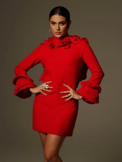 Dresses | Mini Dresses*Mew Mews Fashion Asiah Flounce Sleeve Bow Mini Dress