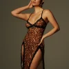 Dresses | Midi Dresses*Mew Mews Fashion Astragal Spaghetti Leopard Split Midi Dress