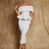 Dresses | Midi Dresses*Mew Mews Fashion Augustus Off Shoulder Flounce Midi Dress In White