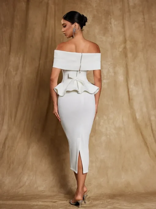Dresses | Midi Dresses*Mew Mews Fashion Augustus Off Shoulder Flounce Midi Dress In White