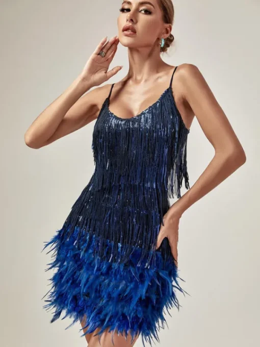 Dresses | Mini Dresses*Mew Mews Fashion Austyn Tassel Feather Mini Dress In Royal Blue