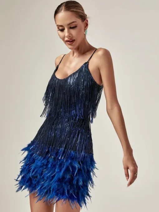 Dresses | Mini Dresses*Mew Mews Fashion Austyn Tassel Feather Mini Dress In Royal Blue