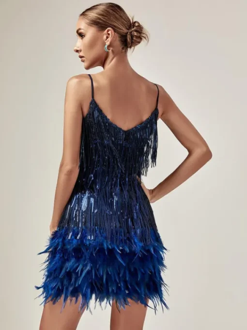 Dresses | Mini Dresses*Mew Mews Fashion Austyn Tassel Feather Mini Dress In Royal Blue