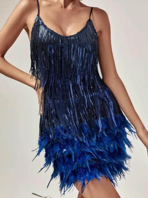 Dresses | Mini Dresses*Mew Mews Fashion Austyn Tassel Feather Mini Dress In Royal Blue