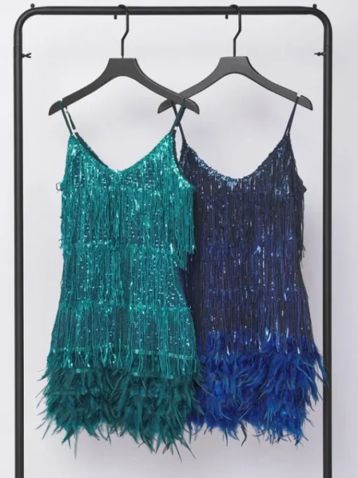 Dresses | Mini Dresses*Mew Mews Fashion Austyn Tassel Feather Mini Dress In Royal Blue