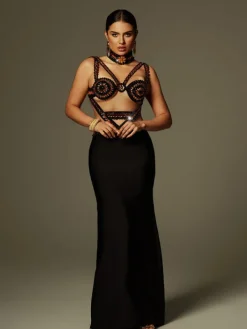 Dresses | Maxi Dresses*Bandage Ayden Rhinestone Maxi Dress With Choker