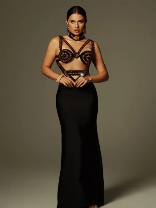 Dresses | Maxi Dresses*Bandage Ayden Rhinestone Maxi Dress With Choker