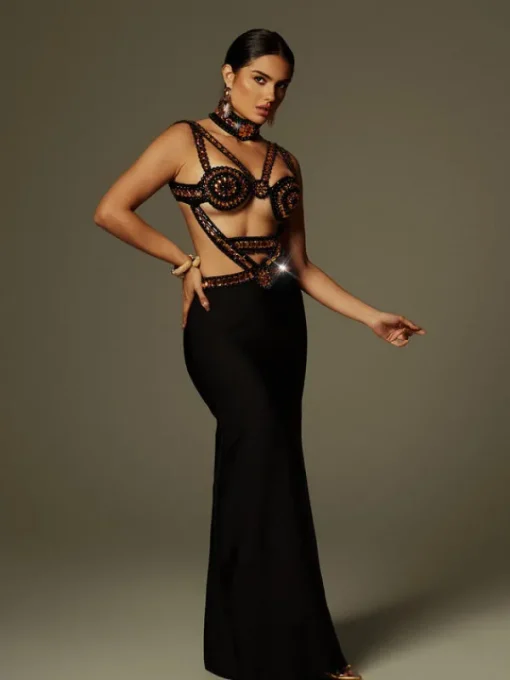 Dresses | Maxi Dresses*Bandage Ayden Rhinestone Maxi Dress With Choker